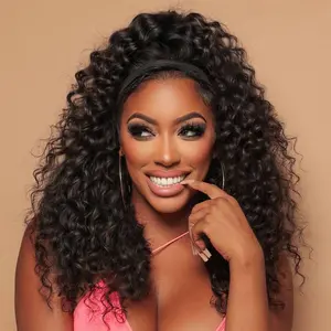 Deep Wave Human Hair Headband Wig