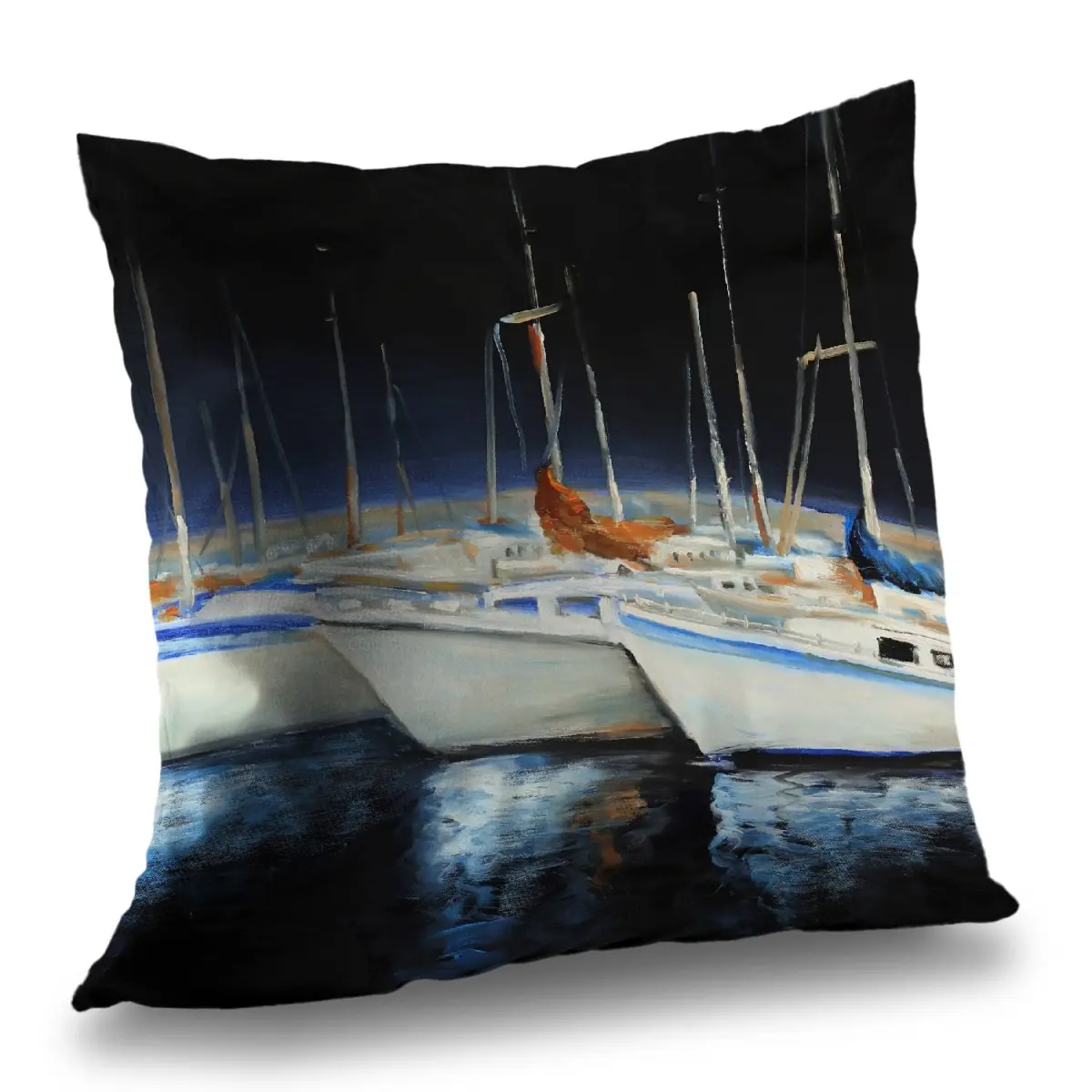 360 Stand 14x14 in. Poly Twill Nautical Throw Pillow - Twill Weave, Easy Cleaning, Boat & Fishing Boats At Marina Design, Soft Textile Home Decor Furnishing, Boating-Themed Standard Pillows, Coastal Standard Pillows