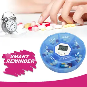 Smart Pill Organizer with Timer, 7 Compartments, Daily Alarm Reminder, Night Light, Portable Travel Pill Case