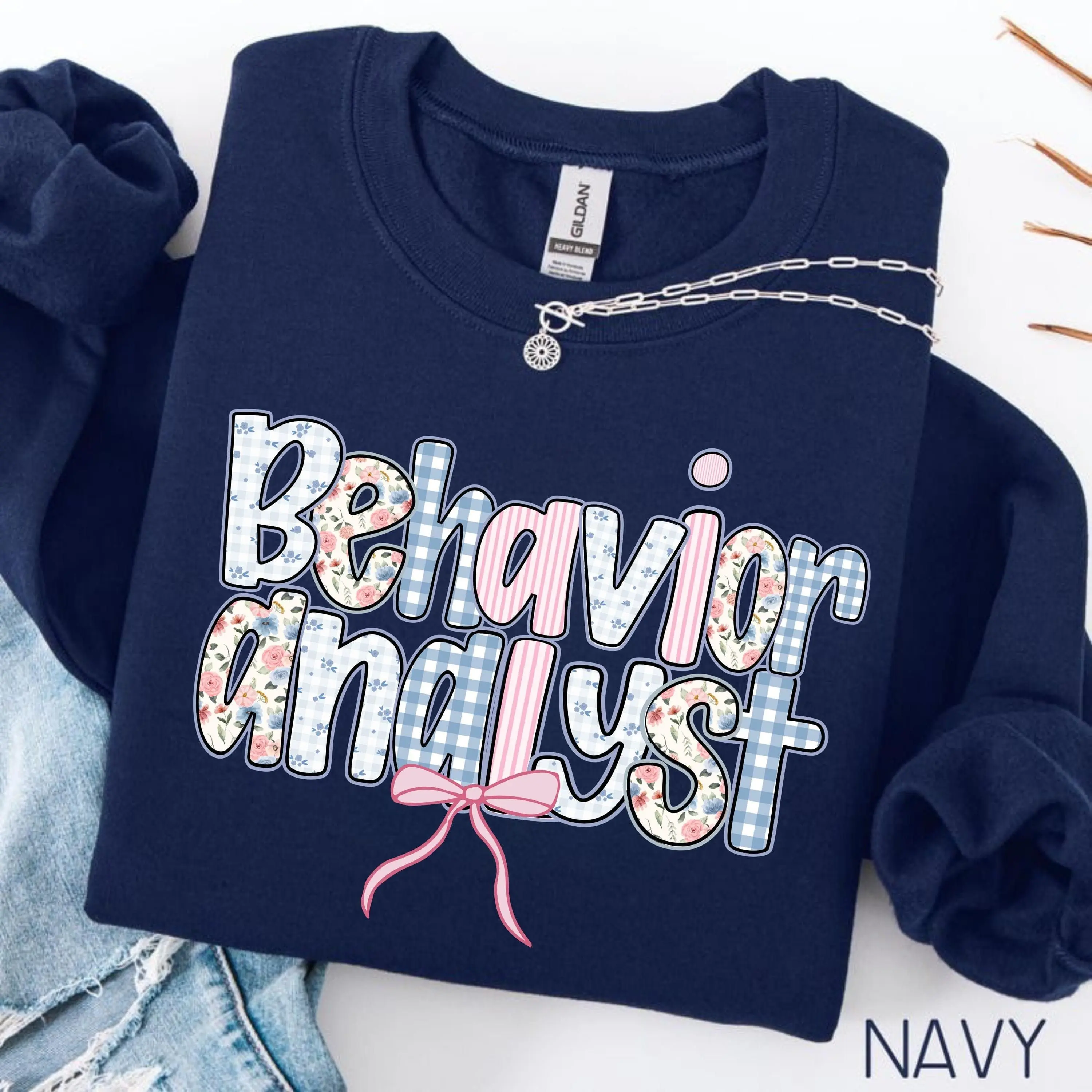 Behavior Analyst Crewneck, Floral Coquette T-Shirt, Sweatshirt - BCBA ABA Therapist Gift