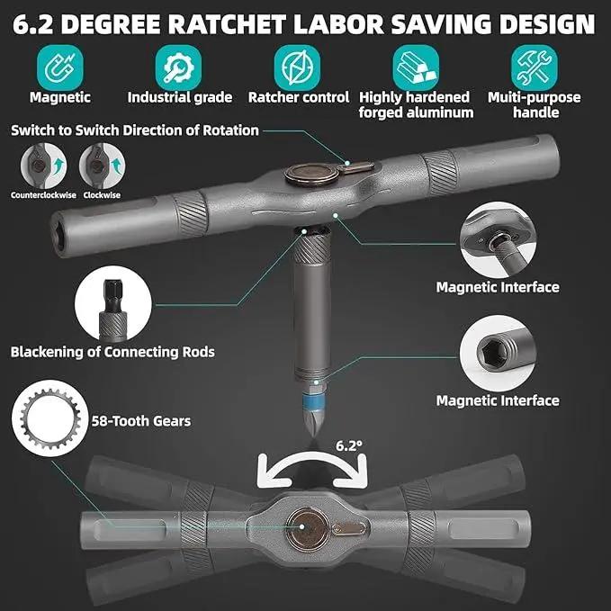 24 in 1 Dly Screwdriver Set Magnetic Compact and PortableRatchet Screwdriver, Mini Screwdriver Set, Ratcheting AllenWrench Set, Removable Self-Assembly Precisio for PcMobile Bicycle (Black) repair work autorepair kit Tool Setwith Case