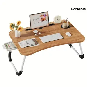 Laptop Bed Desk Table Tray Stand with Cup Holder/Drawer for Bed/Sofa/Couch/Study/Reading/Writing On Low Sitting Floor Large Portable Foldable Lap Desk Bed Trays for Eating and Laptops