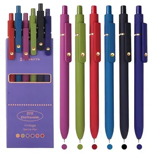 Vintage Color 6-Pack Gold Pearl Click Pens 0.5mm Quick-Dry Core (6-In-1), Neutral Ink Writing Tools, Ideal for Office & School Use