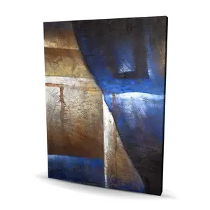 212 MAIN Industrial Beige Canvas Artwork, 36x48 in. Bronze Shapes with Blue Light, Decorative Artistic Wall Decor for Room, Decoration, Wall Art