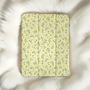 1 Small Yellow Floral 70% off Flip Stand Pen Holder Anti-drop Protective Case, Foldable Non-slip Adjustable Vertical Stand, Compatible with iPad Air 4th/5th Generation 10.9inch , 7th/8th/9th Generation 10.2inch , 5th/2nd Generation Air 9.7inch , 3rd Gener