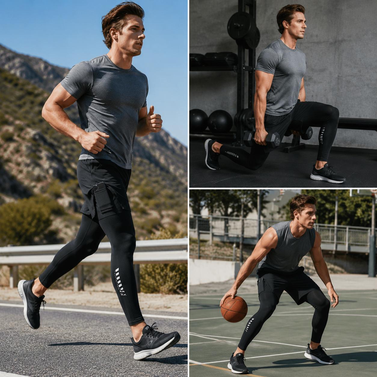 #SummerVibes Men’s two-way quick-dry breathable stretch athletic pants with elastic waistband and drawstring; breathable, comfortable quick-dry fabric suitable for all seasons, ideal for outdoor running, fitness training, and other outdoor activities