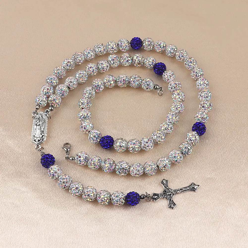 Prayer bead necklace in royal blue with