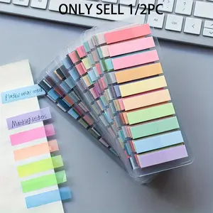 200 European Vintage Fluorescent Pet Transparent Sticky Notes, Morandi Color Coded Adhesive Stickers, Rectangular, 10 Mixed Colors, Index Labels