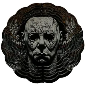 Michael Pumpkin Halloween Wind Spinner - Unique Design with Intricate Face Detailing and Spooky Theme