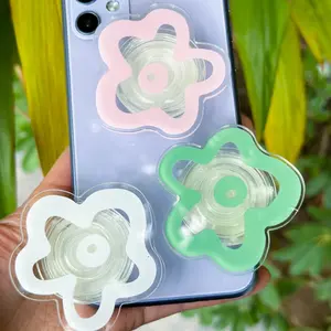 Single Solid White Black Colour Flower Phone Grip, Green Brown Purple Round Resin Phone Grip, Magnetic Mobile Phone Stand, Cute Phone Grip