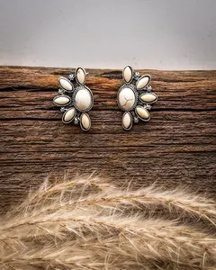 Sundial Stud Earrings in White