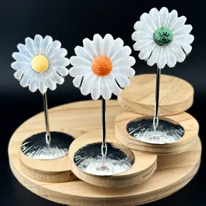 【Star Gate】1 count Crystal Floral Display with Elegant Stand - Handmade Crystal Daisy with Colored Centers