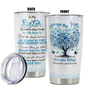 20oz Tumbler, 1 Count Funny Print Insulated Durable Tumbler, Gift for Sister, Gifts for Sister, Birthdays, Holidays, Special Moments for Sister, Drinkware