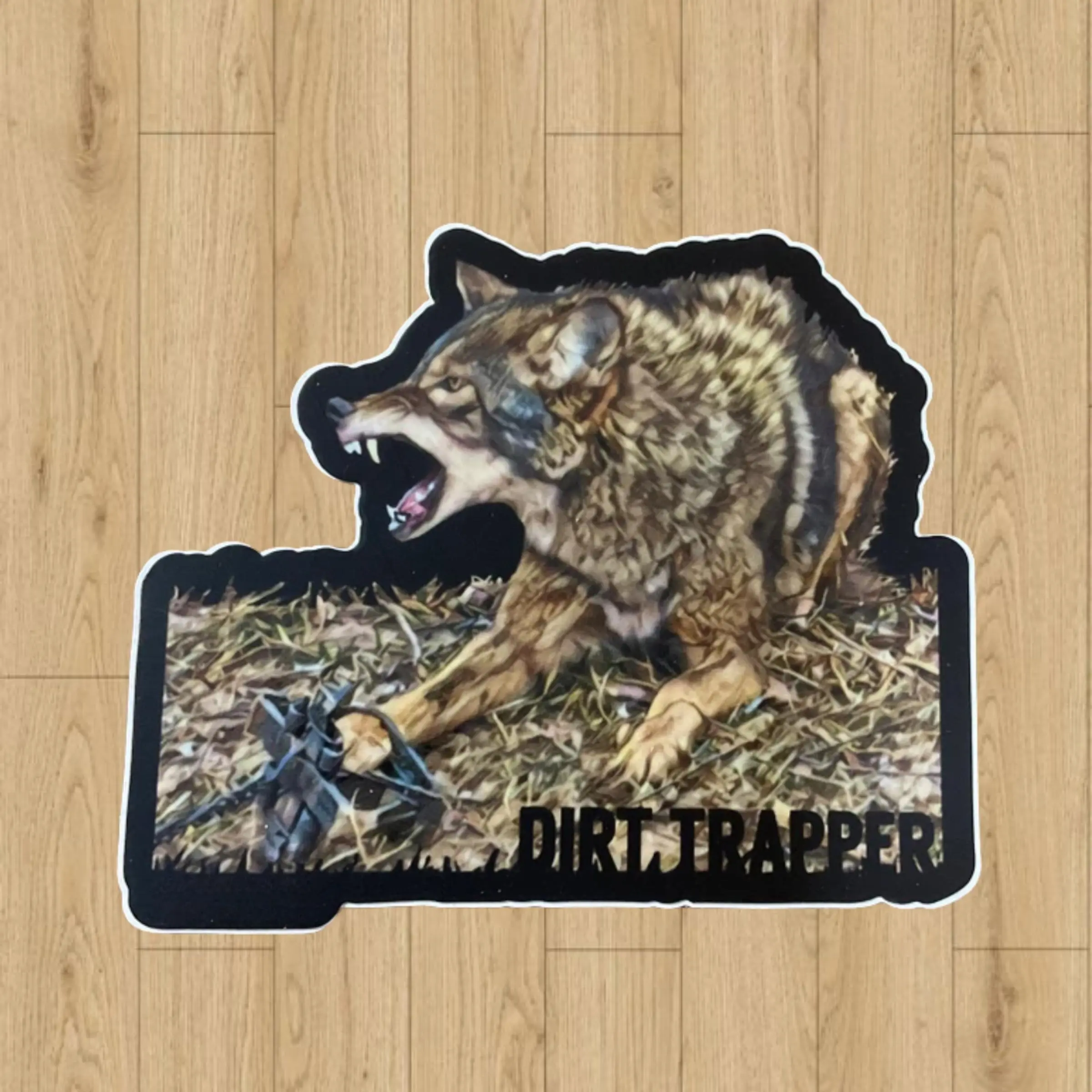 Dirt Trapper Coyote Sticker – Wild Predator Trapping Sticker for Hunters, Outdoor Lifestyle, Rustic Hunting Day Decal