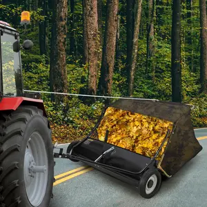 42" Tow-Behind Lawn Sweeper - Heavy-Duty Leaf & Grass Collector with Adjustable Height & Dumping Rope Design for Easy Debris Pickup