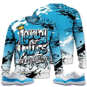11 Low University Blue Outfits, Low University Blue 11s Sweatshirt, Values Of Loyalty Drip Streetwear Unisex Sneaker Matching Shirts