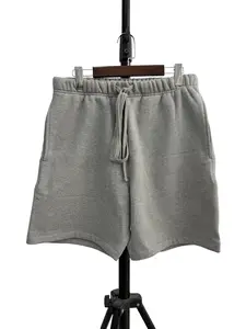 Heather Dark Oatmeal Grey Mens Essentials Style Sweat Shorts Heavyweight Fleece Boxy Drawstring Lounge Streetwear