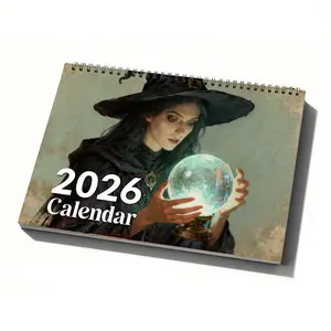 1pc Funny 2026 Witch Fantasy Calendar Monthly Planner with Color Coded Calendar Grid and Monthly View A Magical Gift for Fantasy Fans, Spell Schedule Tracker for Witch Lovers, Christmas Halloween Gift Idea