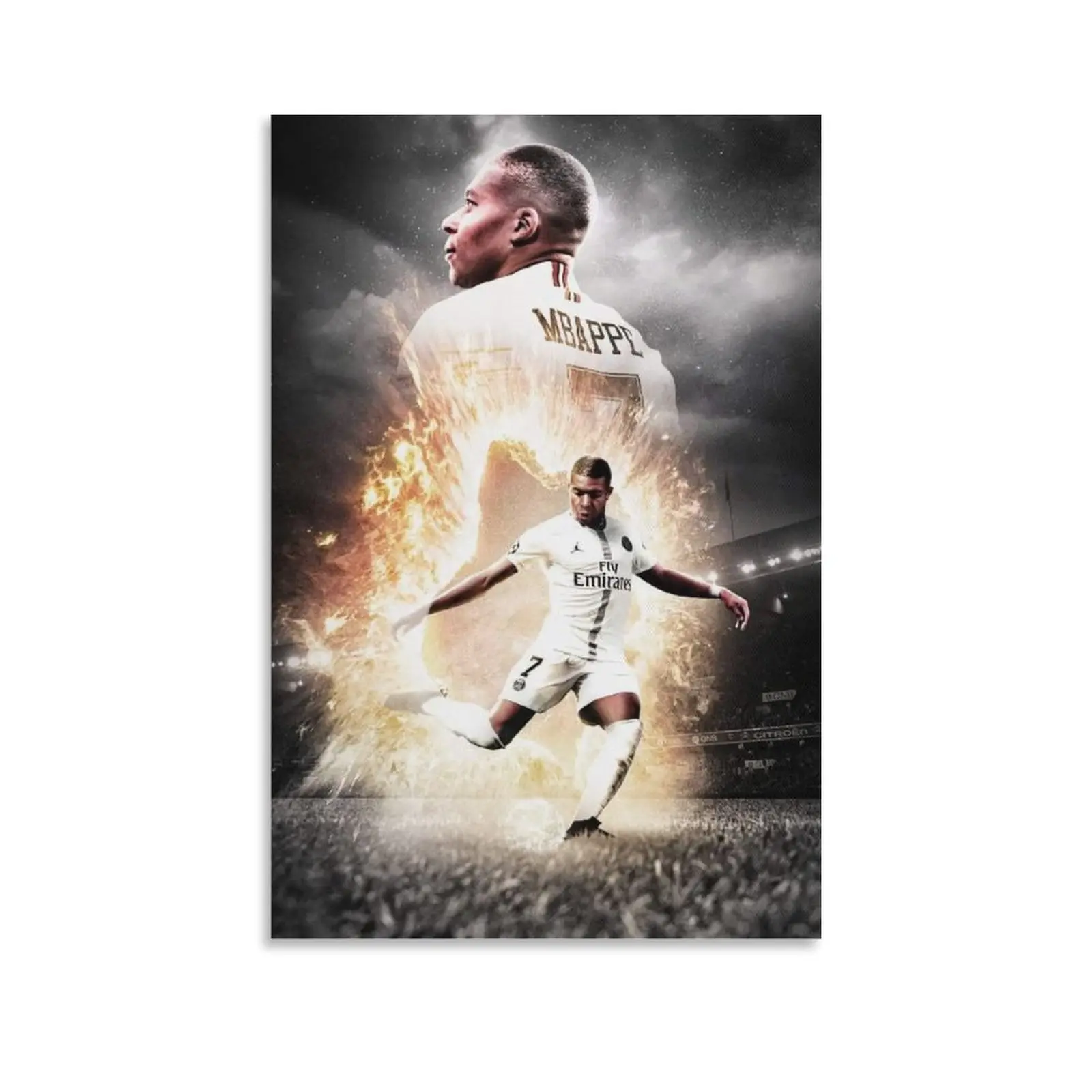 Football Sports Kylian Mbappe Poster Picture Art Print on Canvas Home Room Decor Mural