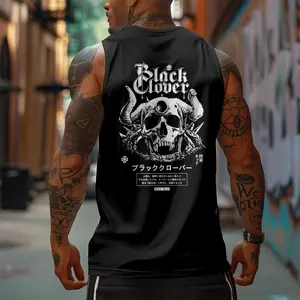 skull sympoli 90s Graphic Sleeveless Tank Tops Men Vest Streetwear Outfits Men Vacation Outfits Sleeveless Shirt