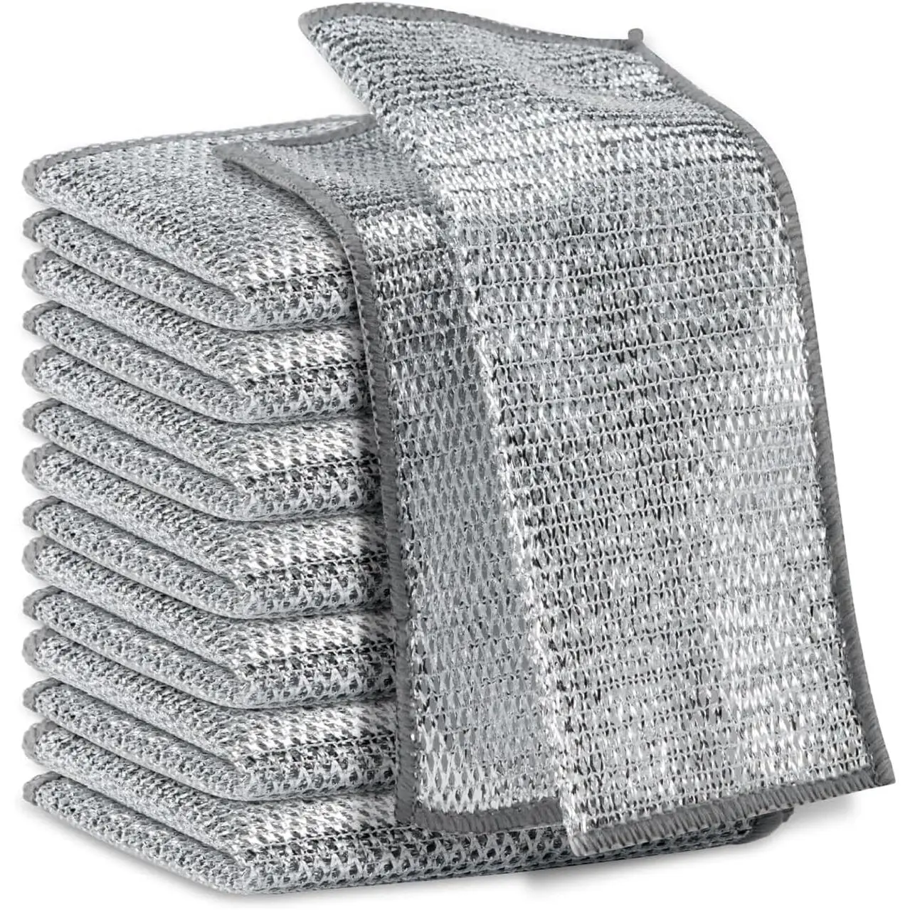 Mesh Microfiber Cleaning Cloths, Wire Dishwashing Rags, Multipurpose Kitchen Scrubbers, Wet and Dry Use