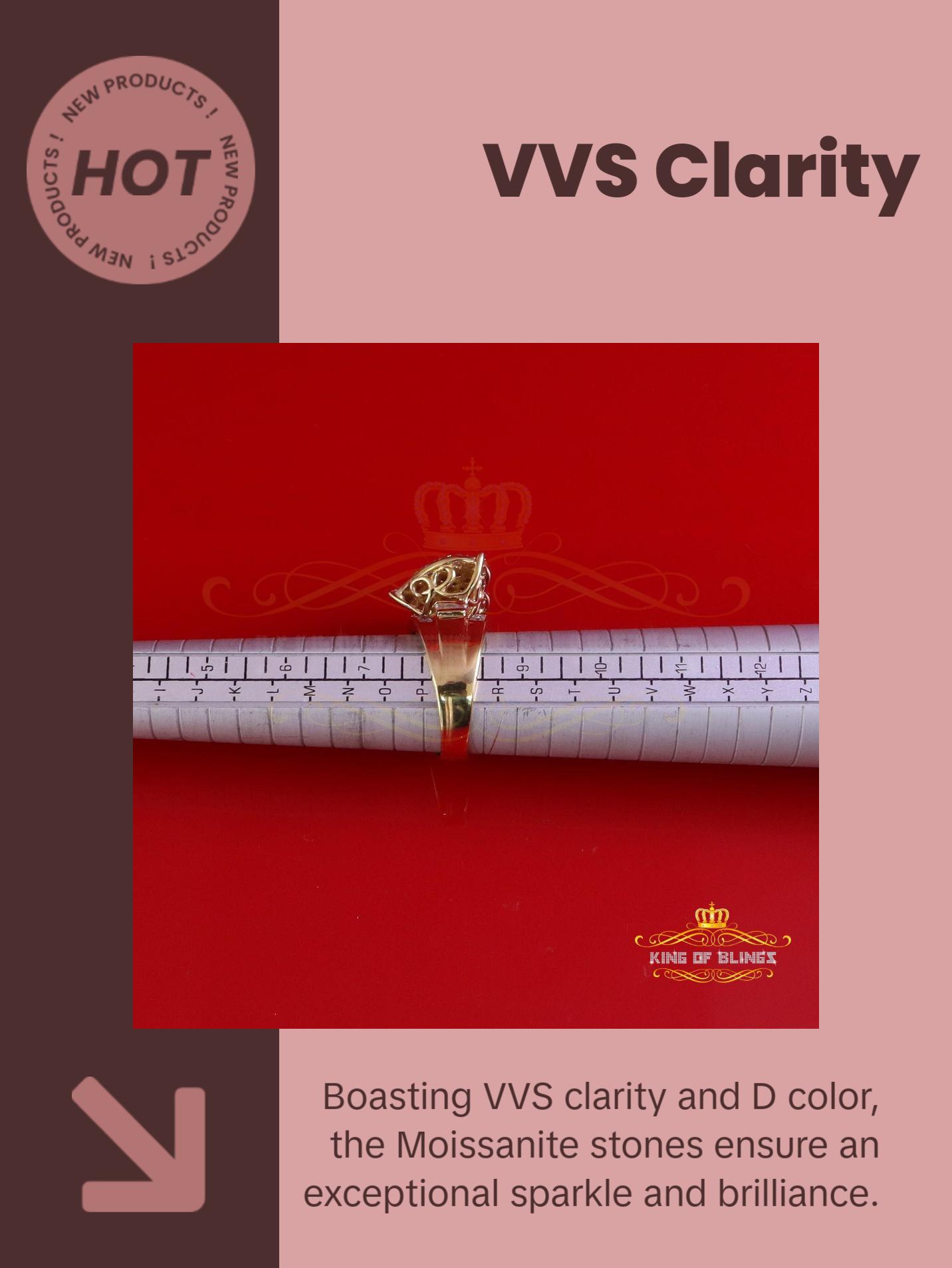 King Of Bling's Women's 4.00ct 925 Silver VVS D Pink Moissanite Yellow Cinderella HEART Ring SZ 8