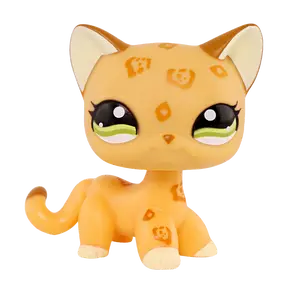 Rare Old Original Tan Leopard Spot Short Hair Cat #1120 Action Figure with Toy Stand, Doll Making Supply, Kids' Adorable Collectible, Pet Shop Animal, Christmas Birthday Gift, Tiny Room Decor