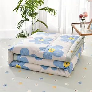 Printed Quilt Thin Comforter Bedspread Soft Skin-Friendly Microfiber Filling Machine Washable All-season Lightweight No Pillowcases