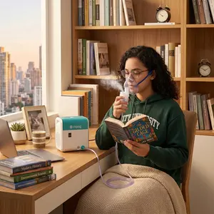 Ziqing WH-02 Portable Mesh Nebulizer for Adults & Kids, Quiet Handheld Nebulizer Machine for Home Use, Fast Mist Breathing Support Device Lightweight & Easy to Carry