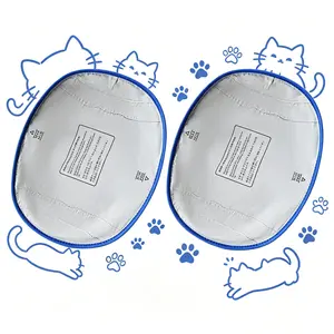 PawPetica Self-Cleaning Cat Litter Box Replacement Liners, 16x15 Inches White with Blue Trim, Waterproof PP Coated, Leak-Proof, Mess-Free Pads (2 Packs)