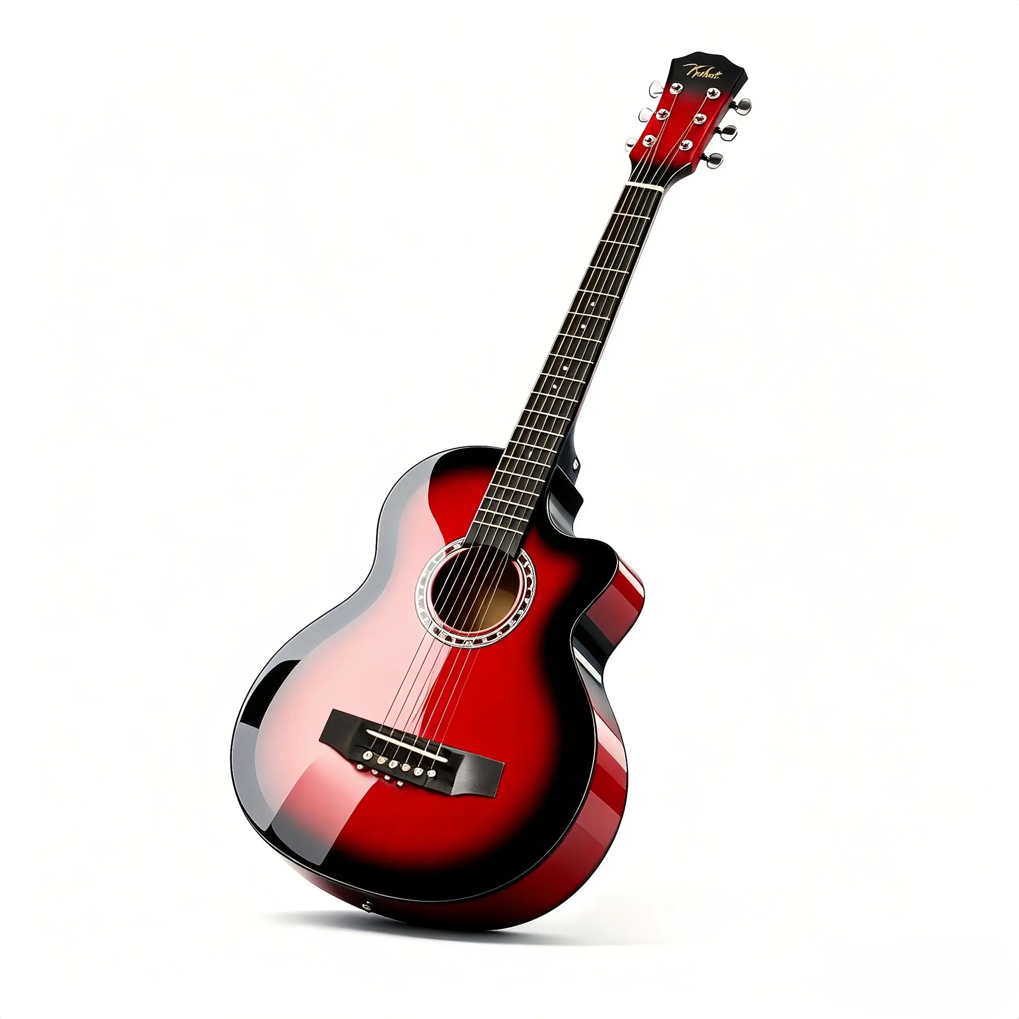38 Inch Acoustic Guitar for Beginners, Cutaway Folk Guitar with AO Resonant Body, Gloss Finish Acoustic Wooden Speaker, Adjustable Truss Rod, 11-Piece Travel Starter Kit with Gig Bag, Strings & Accessories, for Teens, Adults & Sing-Along – Red