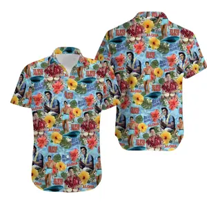 Elvis  Button Shirt, King Of Rock Hawaiian Shirt, Elvis Presley Lover Gift, Rock Music Shirt, Gift For Elvis Fan, Summer Shirt