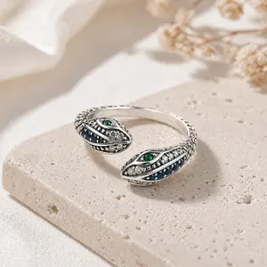 Vintage Twin Snake Ring for Women | Adjustable Punk Gothic Crystal Snake Wrap Ring | Y2K Statement Jewelry Gift for Her