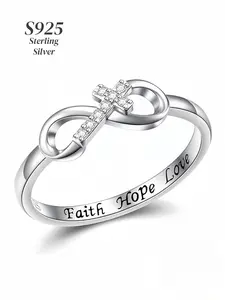 S925 Sterling Silver Cross Design Ring, Criss Cross Ring, Statement Rings, Fashion Jewelry for Party, Daily Clothing Decor, Trendy All-match & Exquisite Jewelry for Birthday Gift