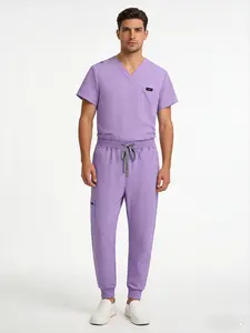 Men's Scrubs Set Breathable Sweat-Absorbing Doctor Nurse Uniform for SPA & Clinic