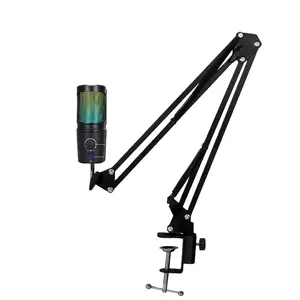 RGB Colorful LED Microphone Set, Plug-And-Play Gaming Live Streaming Mic, No Delay Professional Karaoke Microphone, Clear Sound for Cross-Border Platforms