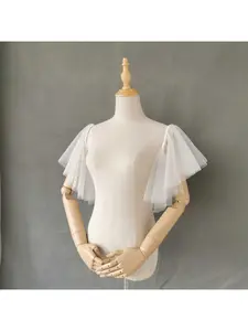 Bride water sleeve tulle sleeve head thin net off-shoulder shawl bridal wedding accessories decorative shoulder flower white ivory