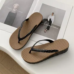 Polka Dot Flip Flops for Women Memory Foam Insole Sandals Lightweight Non-Slip Beach Essentials Comfortable Summer Footwear