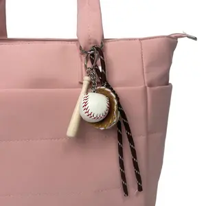 Mini Wooden Baseball Keychain Set Team Gift Softball Party Favors 1 Piece Ball Bat Hanging Accessory Durable Eco Friendly Versatile Accessory