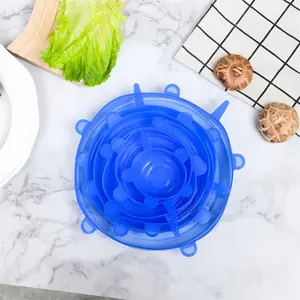 6pcs Silicone Food Covers, Stretchable Dustproof Bowl Lids, Multi-Purpose Universal Sealed Bowls, Kitchen Essential, Home Use, Outdoor Picnic