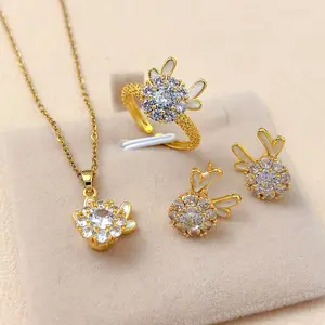 Rotating Fawn Three - piece Set, including a necklace, a ring and a pair of earrings. This set is highly versatile for various occasions