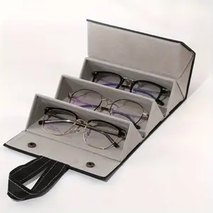 1pc Foldable Glasses Storage Box - Portable Travel Organizer with 3/4/5/6 Slots, Solid Color Fashion Glasses Case, Durable, Compact, and Protective Design for Easy Storage and Transportation