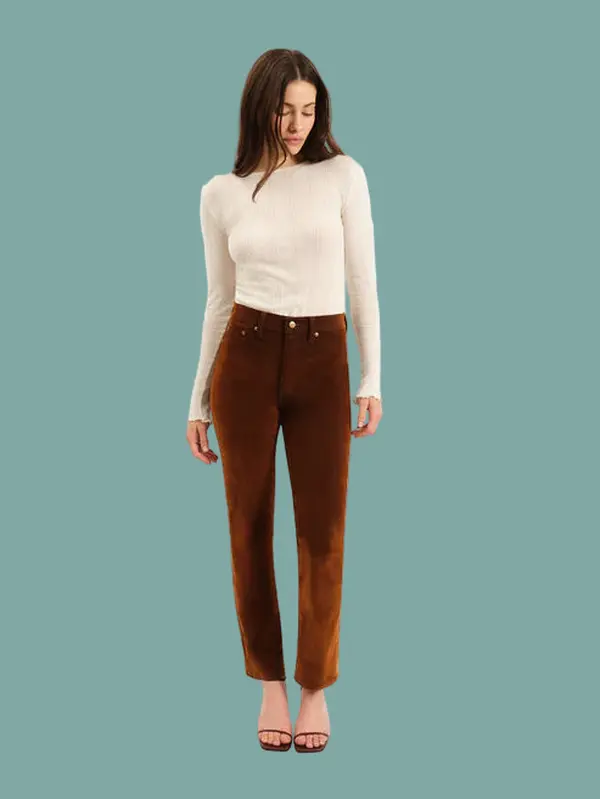 Smarty Pants High Rise Straight - Cognac