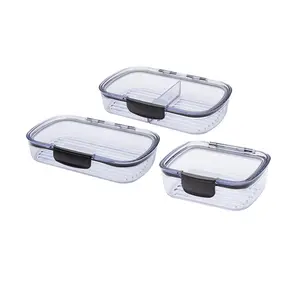 Progressive International Deli Prokeeper+ Air Tight Silicone Sealed Food Storage Container Set with Clear Dry Erase Compatible Lid, (3-Piece Set))