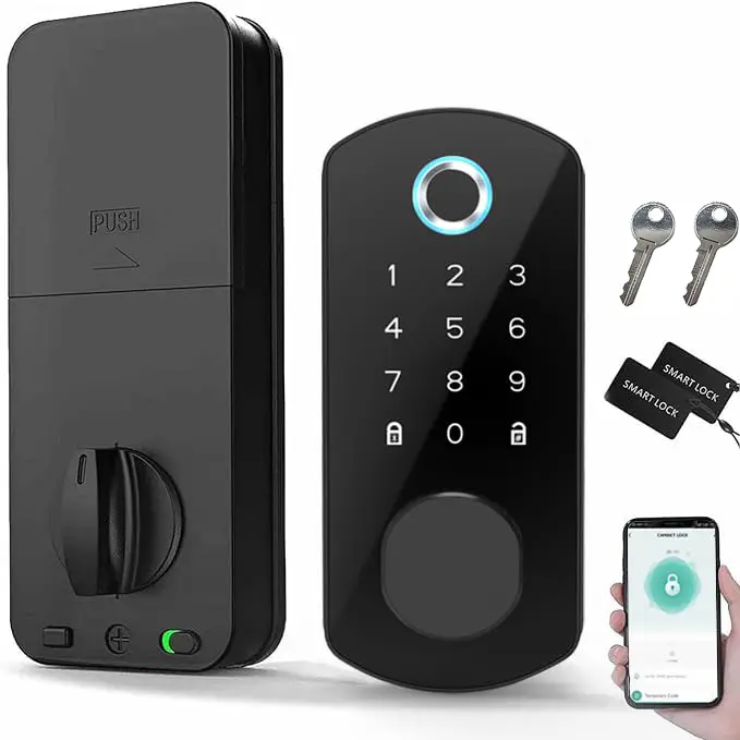 Smart Door Lock - Multi-Unlocking Smart Home Gadget with Key, Mobile App, IC Card, 1-Time Password for Home, Hotel Use, Ideal Gift for Female Friend, Gifts
