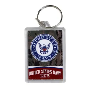 US Navy Camo Lucite Acrylic Souvenir Collectible Keychain 2.25" x 1.5"