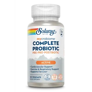 Solaray "Active" Mycrobiome Complete Formula 3-in-1 Probiotic  (Pre+Pro+Post) Triple Action Formula with 50 Billion CFU for Cardiovascular & Exercise Support 30 VegCaps- Fitness