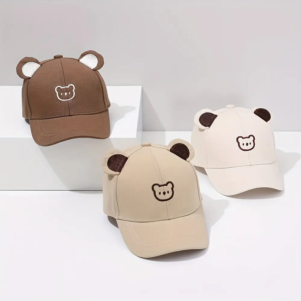 Kids' Cute Hard-Brim Sun Hat, 1-3 Years Old, 17.32-19.69 in Head Size, for Spring Autumn Daily Outings, Baby Boys Girls Baseball Cap