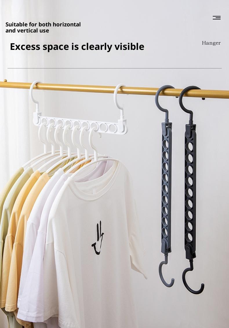 Household 9-Hole Hanger, Multi-Functional, Foldable, Rotatable, Magic Closet Storage, Space-Saving, Hanger Rack, Modern Minimalist