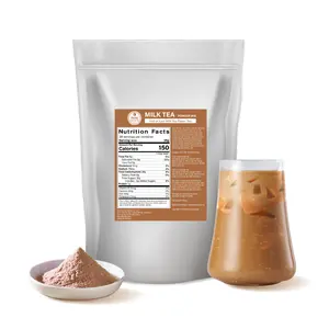 Flavfar 2 in 1 Milk Tea Powder Instant Drink Mix Less Sugar Hot or Cold Versatile Taiwanese Flavor 2.2 lb Bulk Size